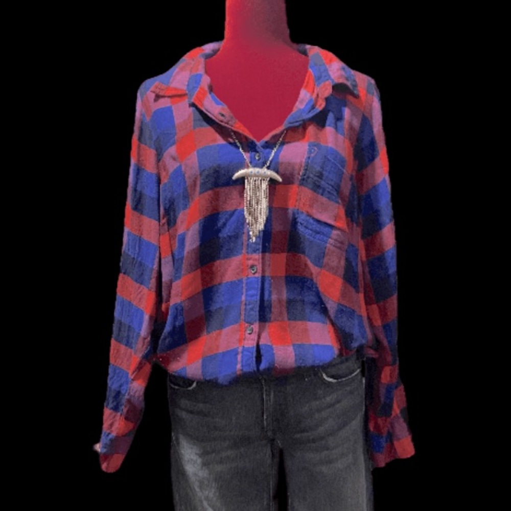 Lucky Brand Women’s Plaid Button Down Shirt (1X)